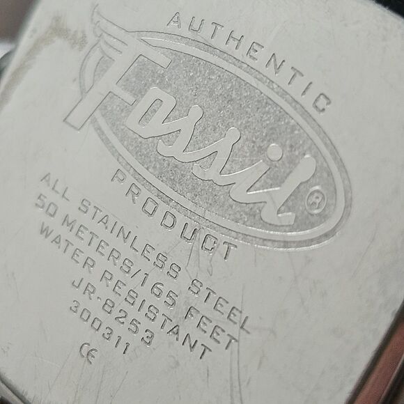 Vintage FOSSIL Watch JR-8253 Unisex Brown Wide Leather Strap Mens Womens - Picture 9 of 11